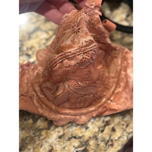 Delimira Peach Underwire Bra Lace Floral Unlined Unpadded Size 32B - Picture 4 of 4